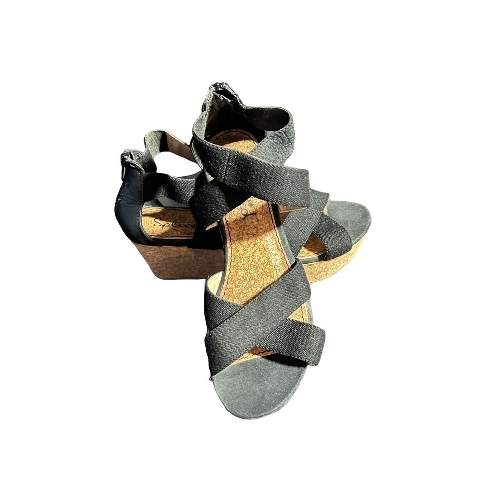 SPLENDID BLACK Wedge SANDALS SIZE 10 - Picture 4 of 10